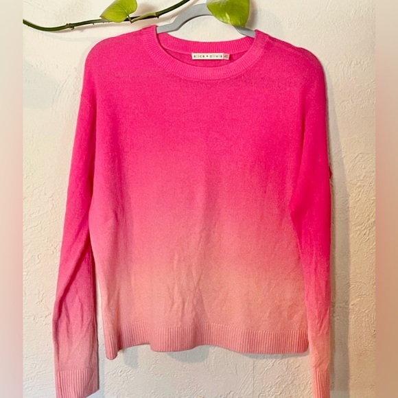 Alice+Olivia Dip-Dye-Cashmere-Blend-Pink Sweater Size M - Picture 4 of 5